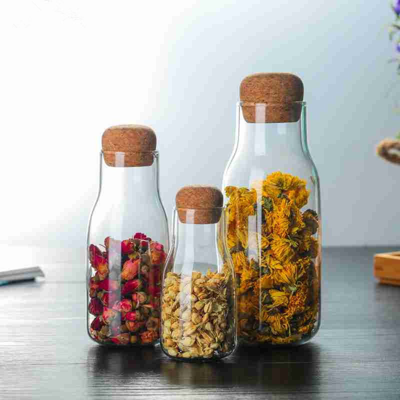 Hot Sale Borosilicate glass storage jar with bamboo lid for tube shaped glass storage jar for kitchen canister sets for nuts