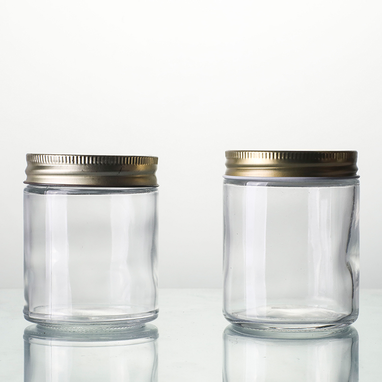 Hot Sale Canada Flint Clear 8oz Frascos De Vidrio Silver Round Metal Candle Glass Jar