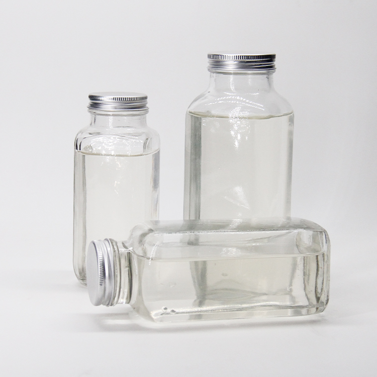 Hot Sale Cheap Price 250/350/500Ml French Square Round Glass Juice /Milk Bottle With Aluminium Cap