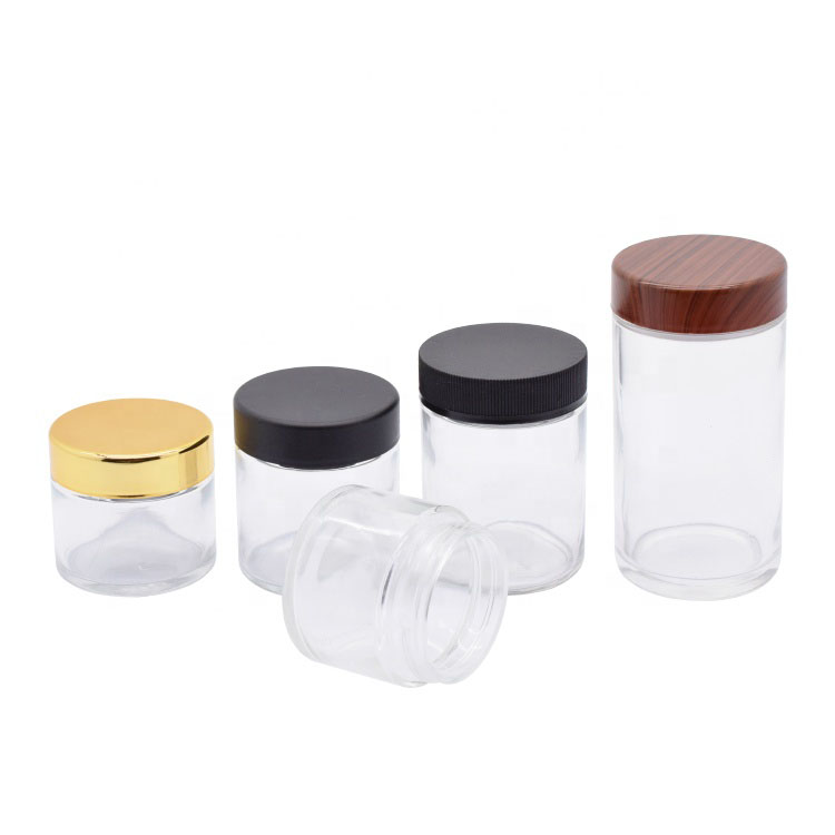 Hot Sale Clear 50ml 100ml 150ml cream jar Cylindrical Cosmetic Glass Bottle storage jar