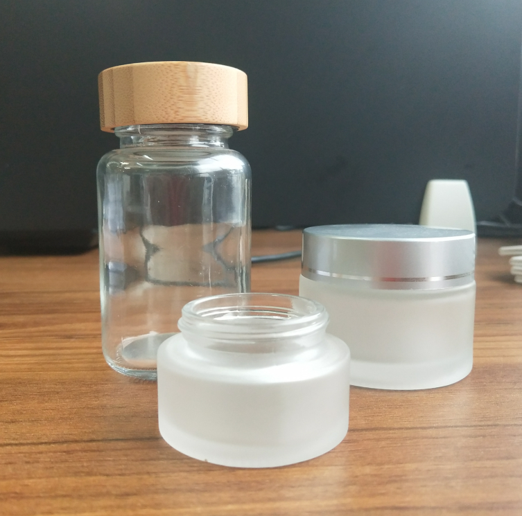Hot Sale Clear 50ml 100ml 150ml cream jar Cylindrical Cosmetic Glass Bottle storage jar