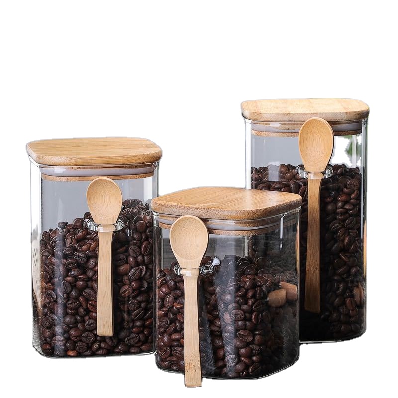 Hot Sale Clear Borosilicate Glass Storage Bottles With Stainless Steel Lid Personalised Food Nuts Glass Jars Containers for food