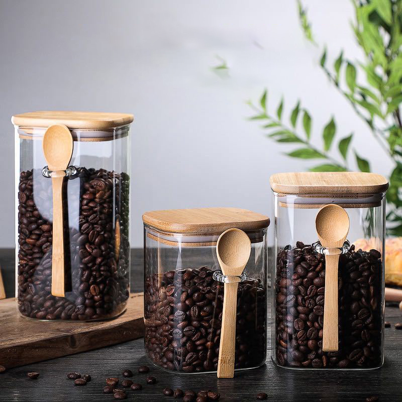Hot Sale Clear Borosilicate Glass Storage Bottles With Stainless Steel Lid Personalised Food Nuts Glass Jars Containers for food