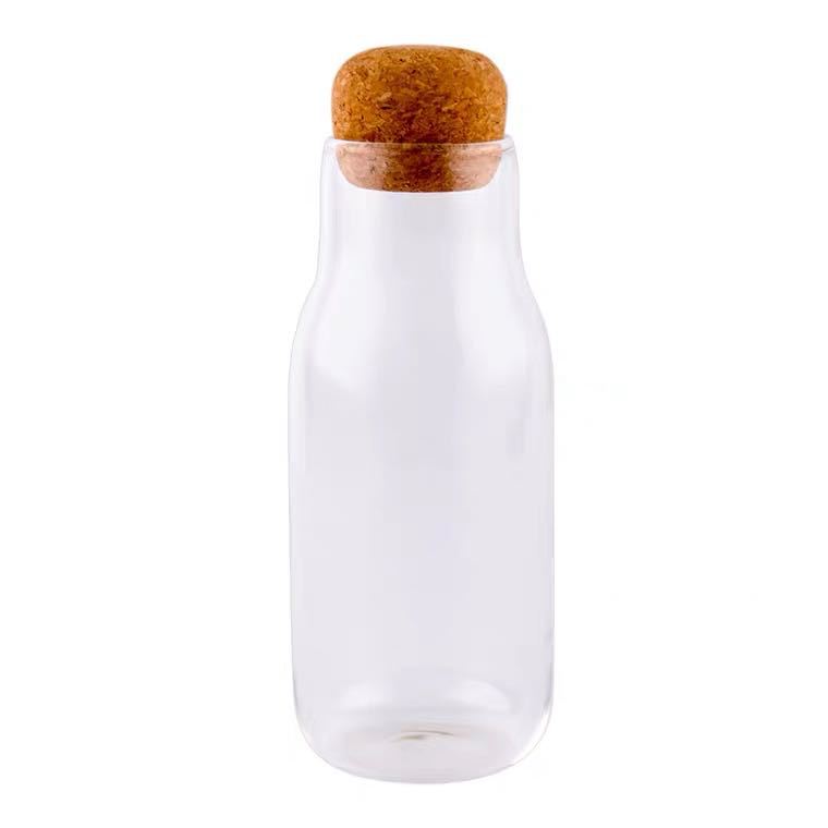 Hot Sale Clear Borosilicate Glass Storage Bottles With wooden Lid Personalised Food Nuts Glass Jars Containers with sticker