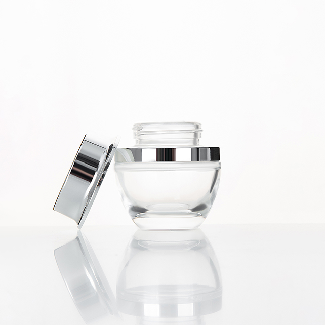 Hot Sale Cosmetic Face Cream Container 5Ml 15Ml 30Ml 50Ml 100Ml Frosted Clear glass Jar With Bamboo Wood Lid