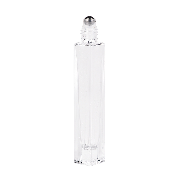 Hot Sale Cosmetic Frosted Rose Gold Clear Perfume Glass Roll on Bottle 10ml with Metal Roller Ball