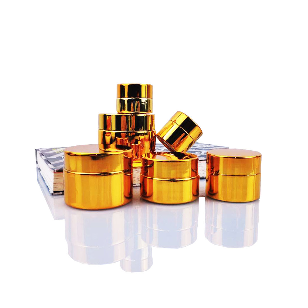 Hot Sale Cosmetic Split Electrical surface Glass Golden Lid Cream Jar