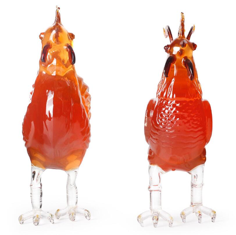 Hot Sale Craft Gift Animal Rooster Cock Shaped Glass Decanter Wine Bottle