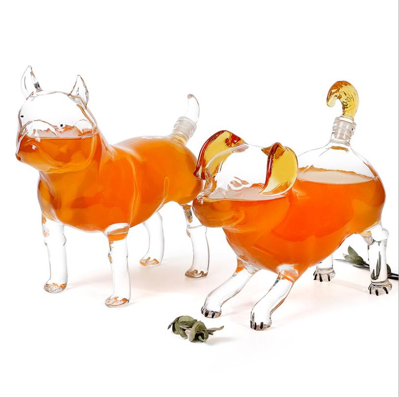 Hot Sale Craft Gift Animal Rooster Cock Shaped Glass Decanter Wine Bottle