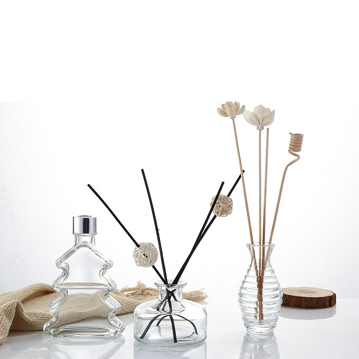 Hot Sale Custom Decorative Aromatherapy Clear Perfume Atomiser Reed Diffuser Glass Bottle with Cap