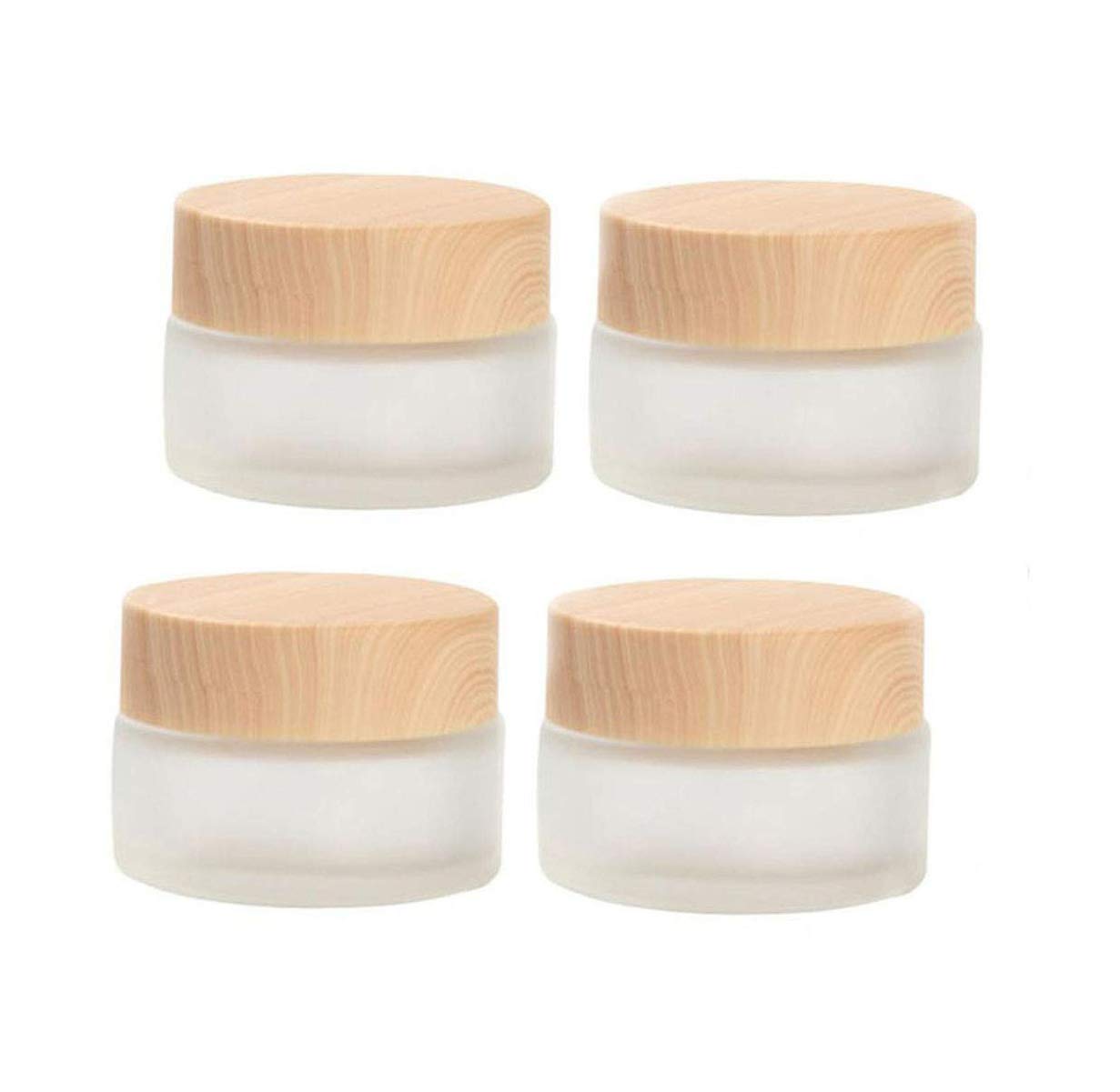 Hot Sale Custom Logo 50g 100g Empty White Matt Frosted Wooden Bamboo Lid Cap Glass Cosmetic Makeup Cream Jars