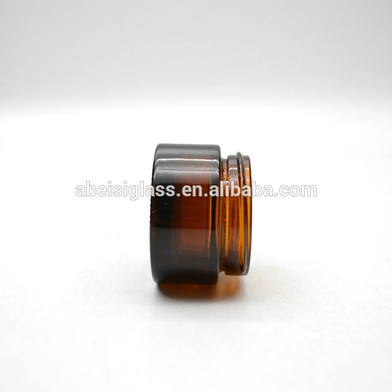 Hot Sale Eco Friendly Custom Logo 20g Empty Amber Black Lid Glass Cosmetic Jars