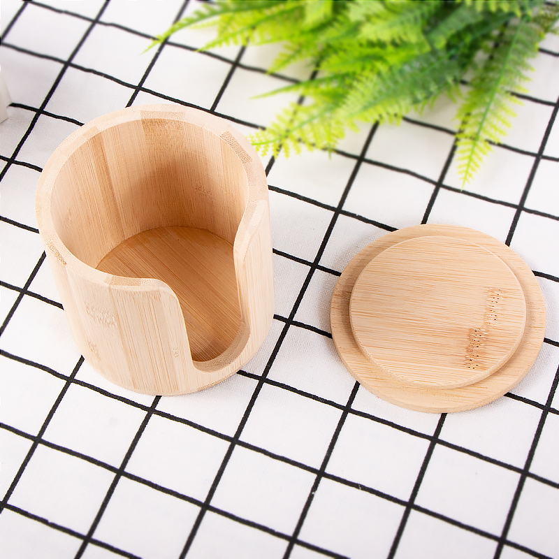Hot Sale Eco Friendly Round Wooden Bamboo Storage Canister Jar Salt and Pepper Box