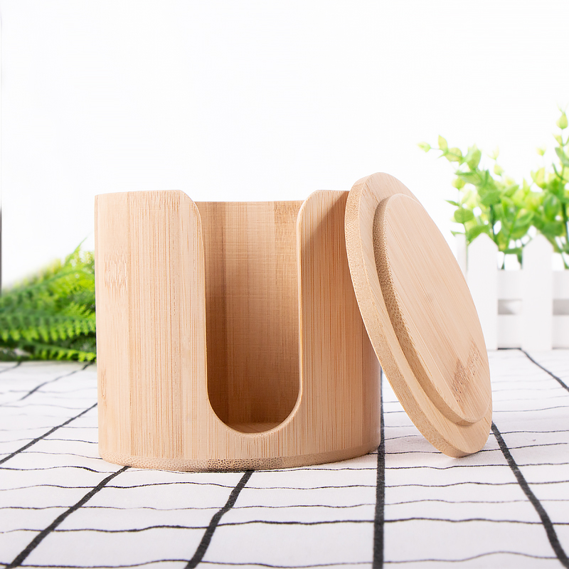 Hot Sale Eco Friendly Round Wooden Bamboo Storage Canister Jar Salt and Pepper Box