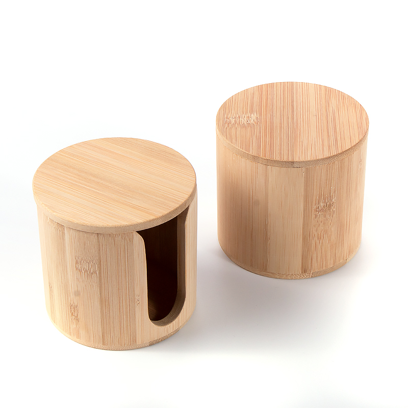 Hot Sale Eco Friendly Round Wooden Bamboo Storage Canister Jar Salt and Pepper Box