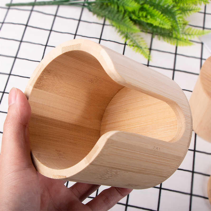 Hot Sale Eco Friendly Round Wooden Bamboo Storage Canister Jar Salt and Pepper Box