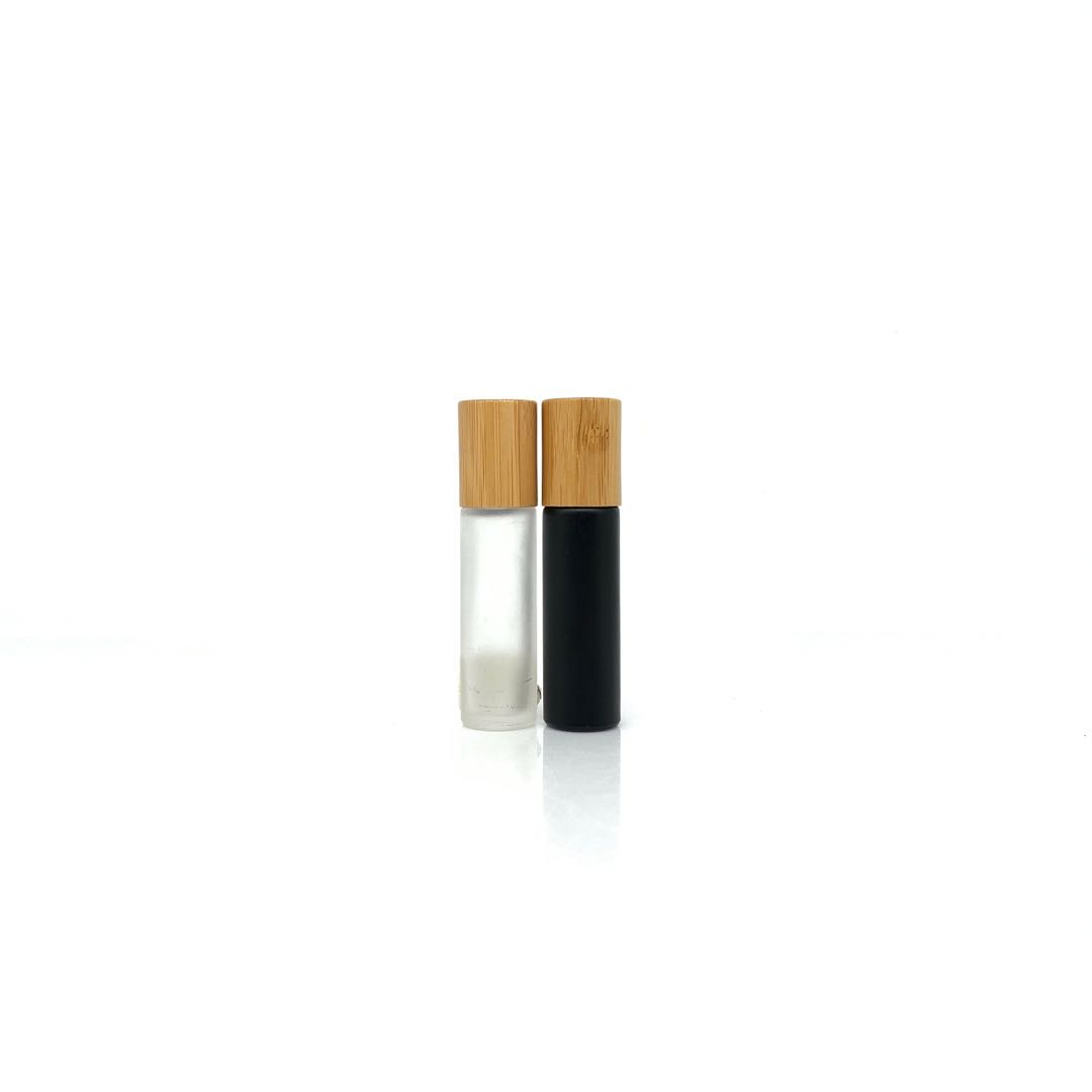 Hot Sale Eco-friendly 10g 10ml Bamboo Lid Black Roller Bottle Essential OIl Bamboo Bottle for Perfume