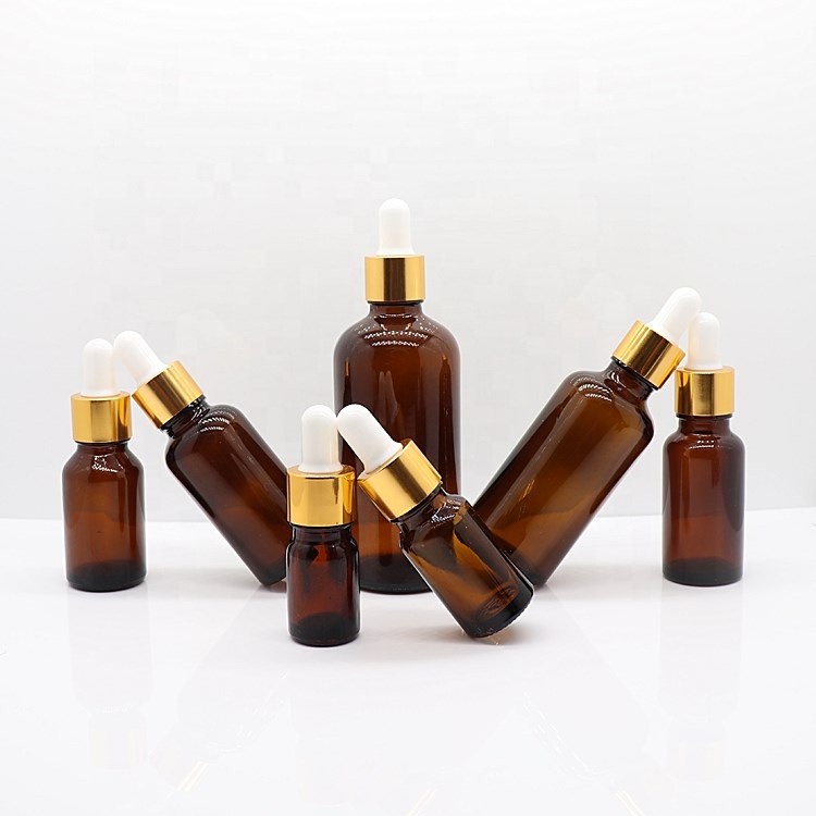 Hot Sale Empty 20ml Amber Glass Bottle With Gold Dropper Use For Essential oil E liquid E juice Smoking Oil Hair Oil