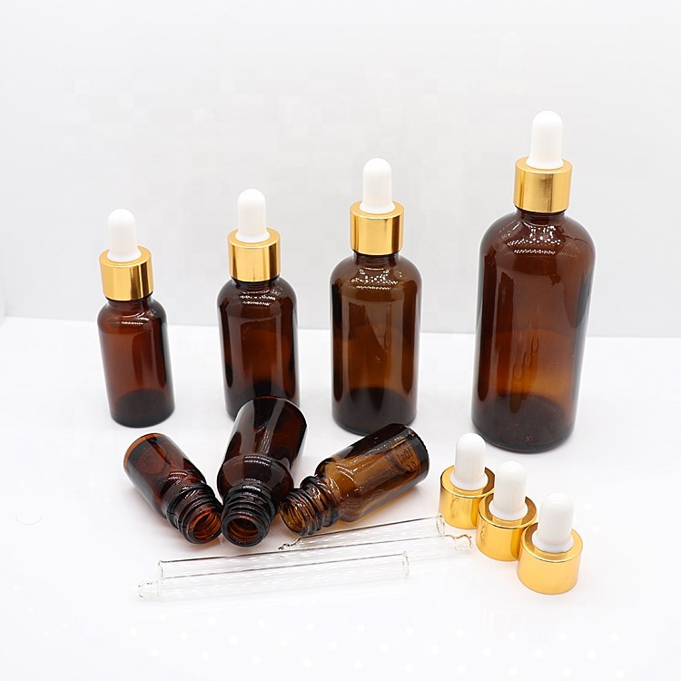 Hot Sale Empty 20ml Amber Glass Bottle With Gold Dropper Use For Essential oil E liquid E juice Smoking Oil Hair Oil