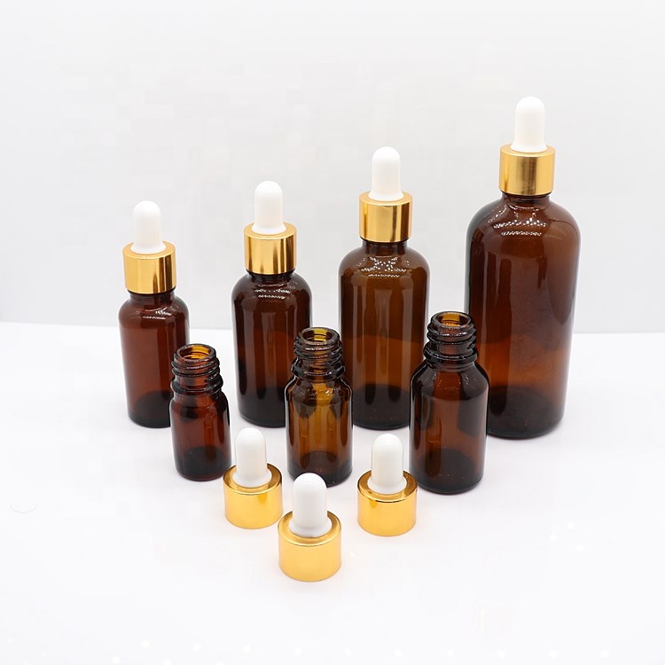 Hot Sale Empty 20ml Amber Glass Bottle With Gold Dropper Use For Essential oil E liquid E juice Smoking Oil Hair Oil