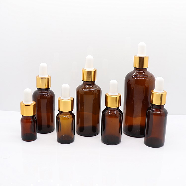 Hot Sale Empty 20ml Amber Glass Bottle With Gold Dropper Use For Essential oil E liquid E juice Smoking Oil Hair Oil