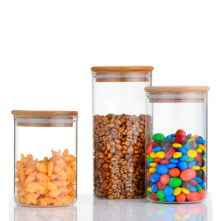 Hot Sale Empty Food Storage Glass Jars Glass With Bamboo Lid And Silicone Ring Glass Jars Container BJ-CC14