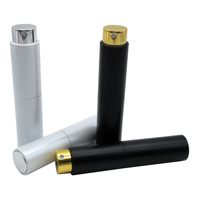 Hot Sale Empty Round Aluminum Travel Pocket Twist Fine Mist Spray 10ml Perfume Bottles