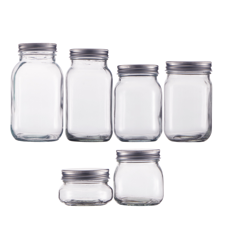 Hot Sale Factory High Quality Custom Clear 500 ML Glass Mason Jar For Honey With Screw Metal Lid