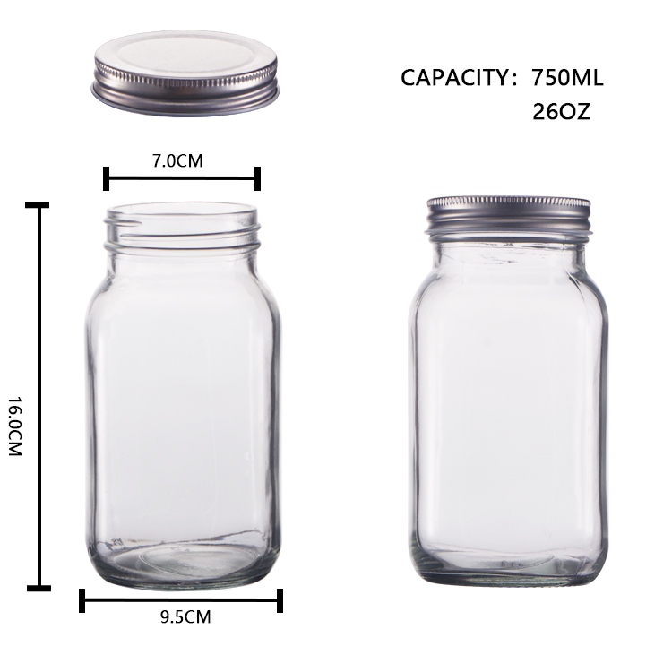 Hot Sale Factory High Quality Custom Clear 500 ML Glass Mason Jar For Honey With Screw Metal Lid