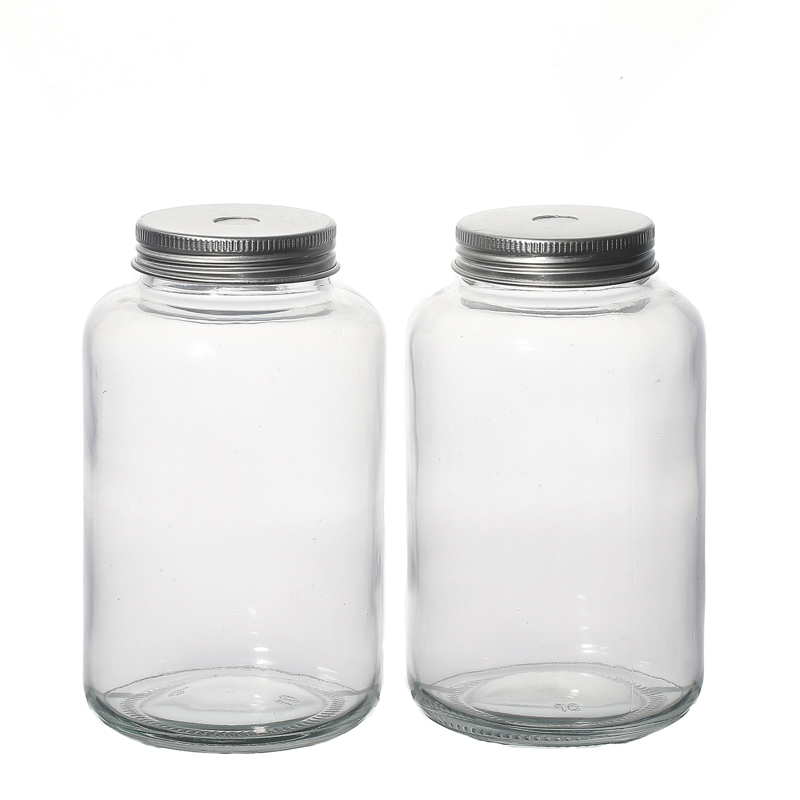 Hot Sale Factory Supply Customize Beverage Empty Clear Round 500ml Glass Bottle with Lids