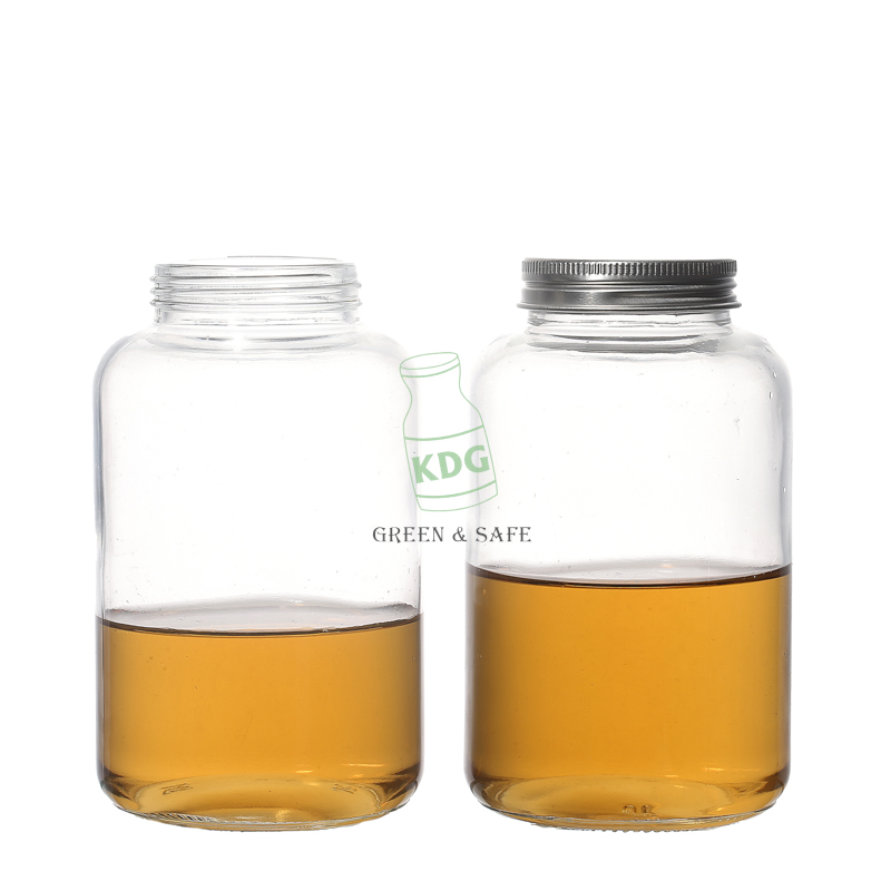 Hot Sale Factory Supply Customize Beverage Empty Clear Round 500ml Glass Bottle with Lids