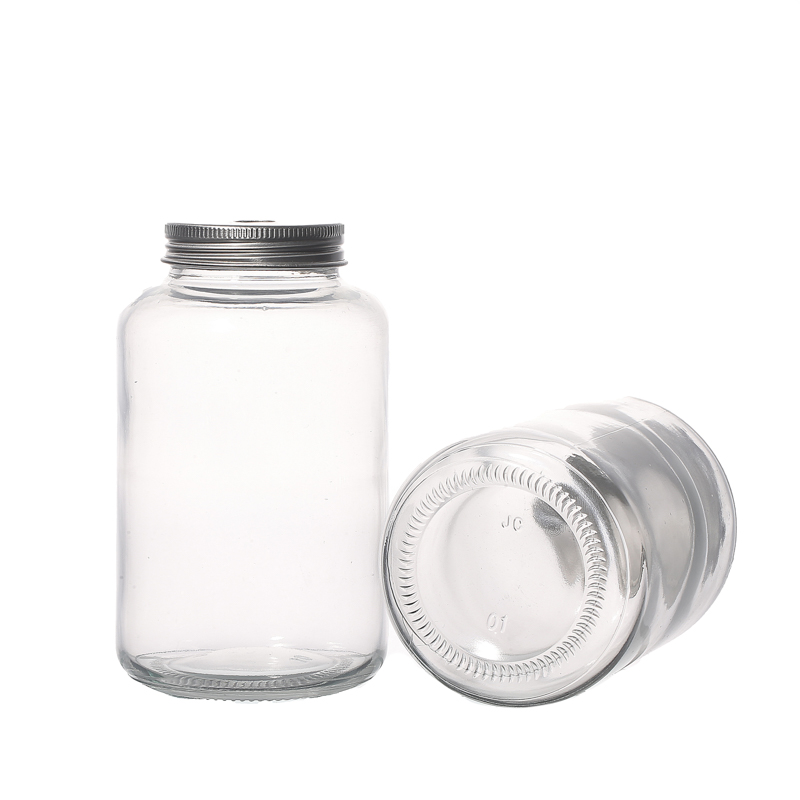 Hot Sale Factory Supply Customize Beverage Empty Clear Round 500ml Glass Bottle with Lids