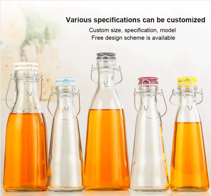 Hot Sale Factory Supply Swing Clip Top Clear Sealed Glass Beverage Storage Bottles