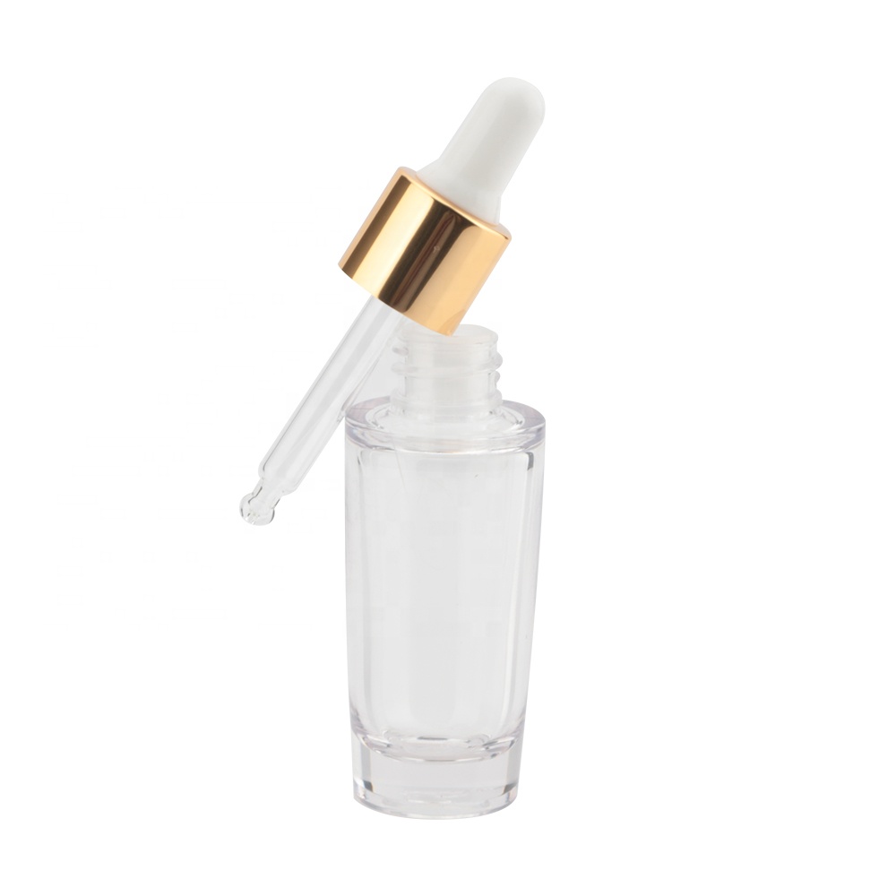 Hot Sale Fancy 12ML 18ML 20ML 30ML Gold UV PETG Plastic Bottle Cosmetics Square Fancy Drop Eye Dropper Bottle