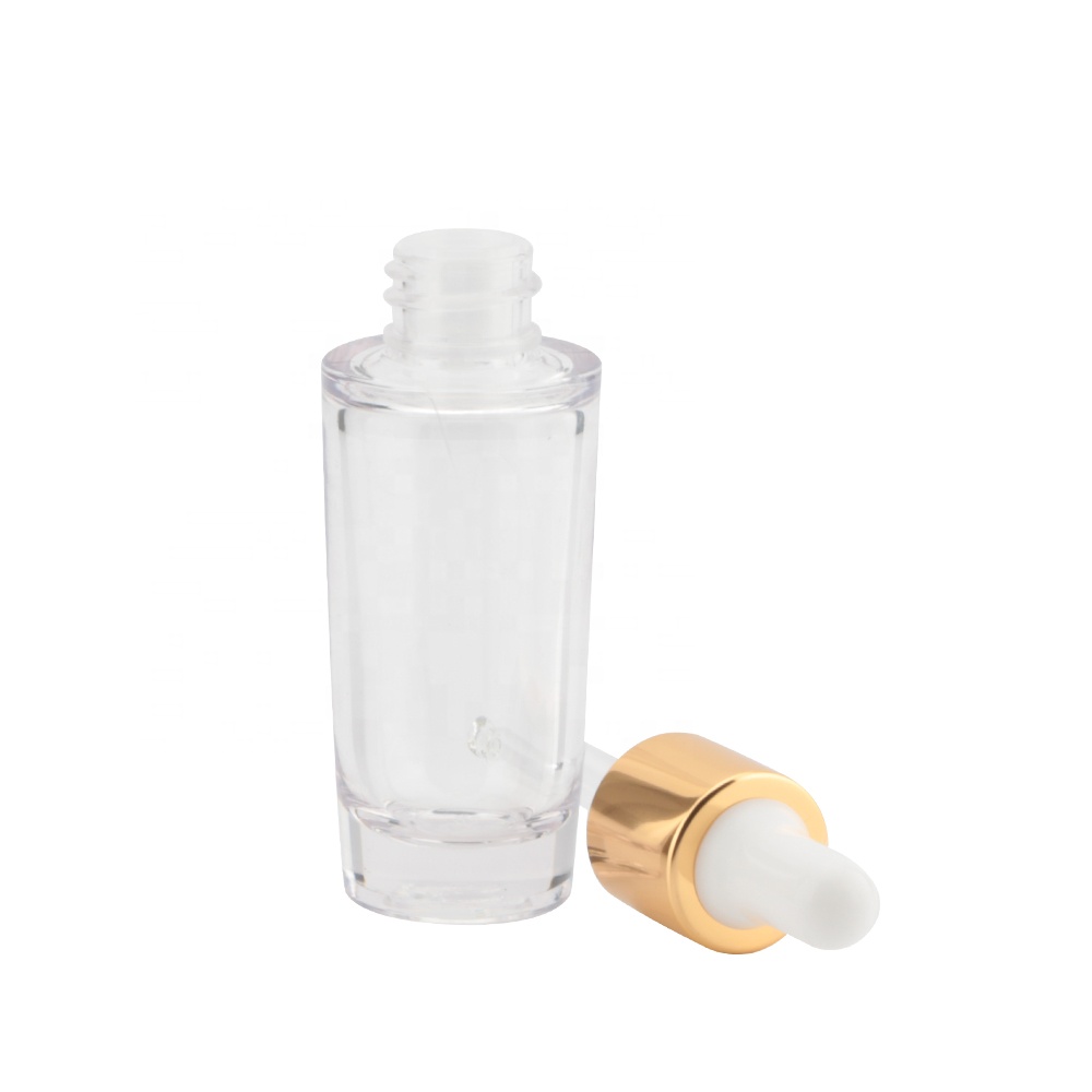 Hot Sale Fancy 12ML 18ML 20ML 30ML Gold UV PETG Plastic Bottle Cosmetics Square Fancy Drop Eye Dropper Bottle