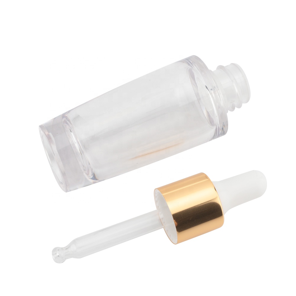Hot Sale Fancy 12ML 18ML 20ML 30ML Gold UV PETG Plastic Bottle Cosmetics Square Fancy Drop Eye Dropper Bottle