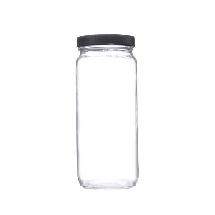 Hot Sale Fancy Food Storage 16oz 500ml Empty Round Clear Honey Glass Jars With Lid