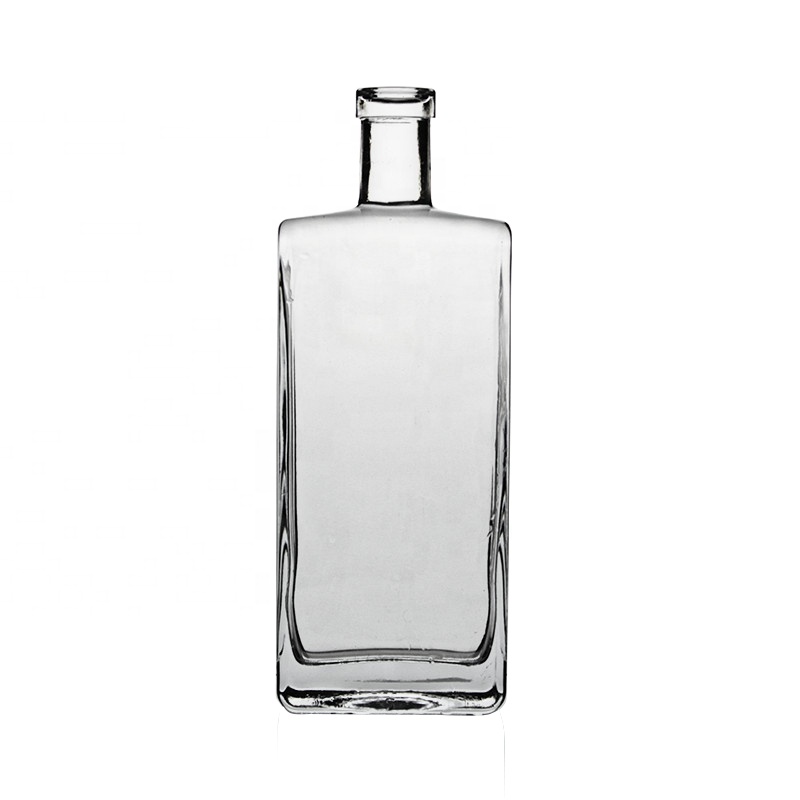 Hot Sale Fashion Square Rectangular Ultra White Spirits Vodka 750ml Liquor 70cl 700ml Glass 500ml Gin Bottles