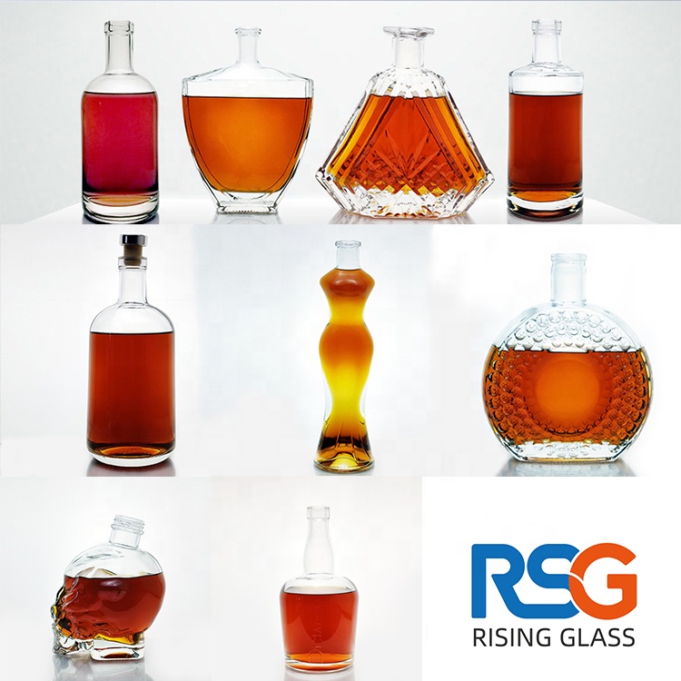 Hot Sale Fashion Square Rectangular Ultra White Spirits Vodka 750ml Liquor 70cl 700ml Glass 500ml Gin Bottles