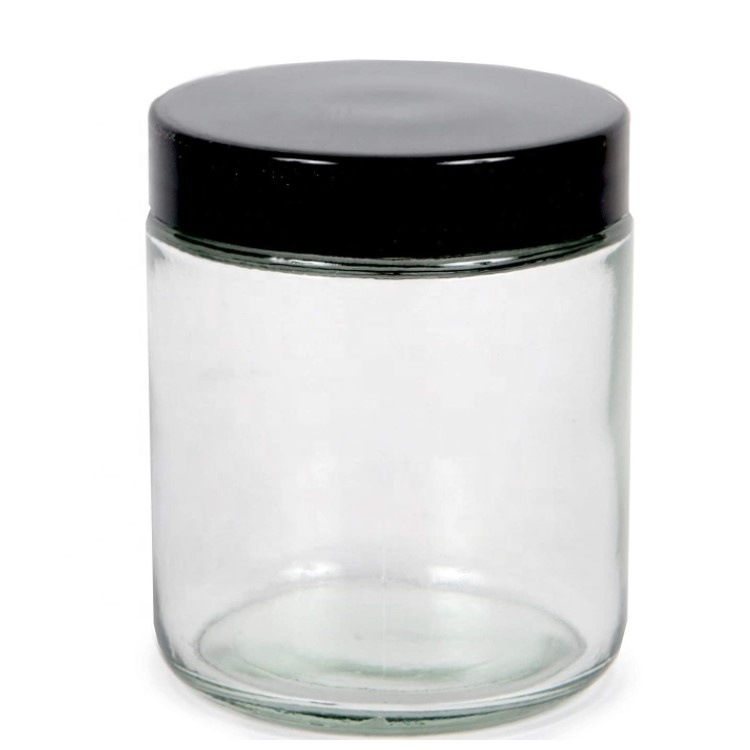 Hot Sale Flint Clear 8oz Frascos De Vidrio Silver Round Metal Candle Glass Jar