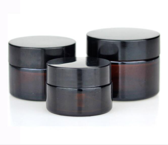 Hot Sale Free Sample 5g 10g 15g 20g 30g 50g 100g Cosmetic Cream Jars Amber Glass Jar With Gold Silver Black Cap