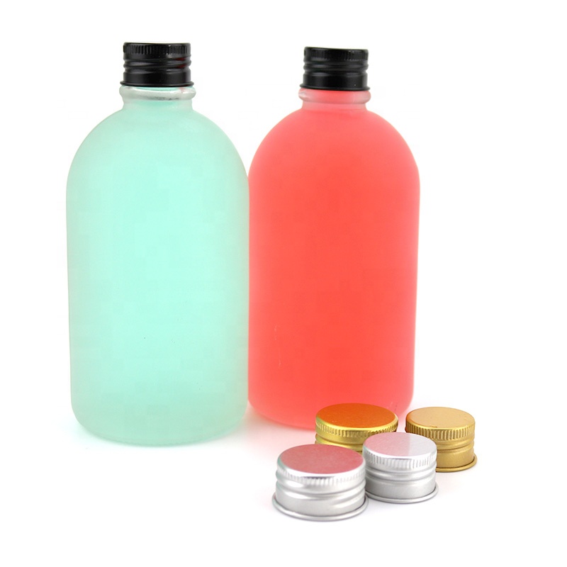 Hot Sale Frost Round Water  Milk Tea Bottle Customizable  Milk Bottle Beverage Water Juice Milk Bottle With  Screw Cap