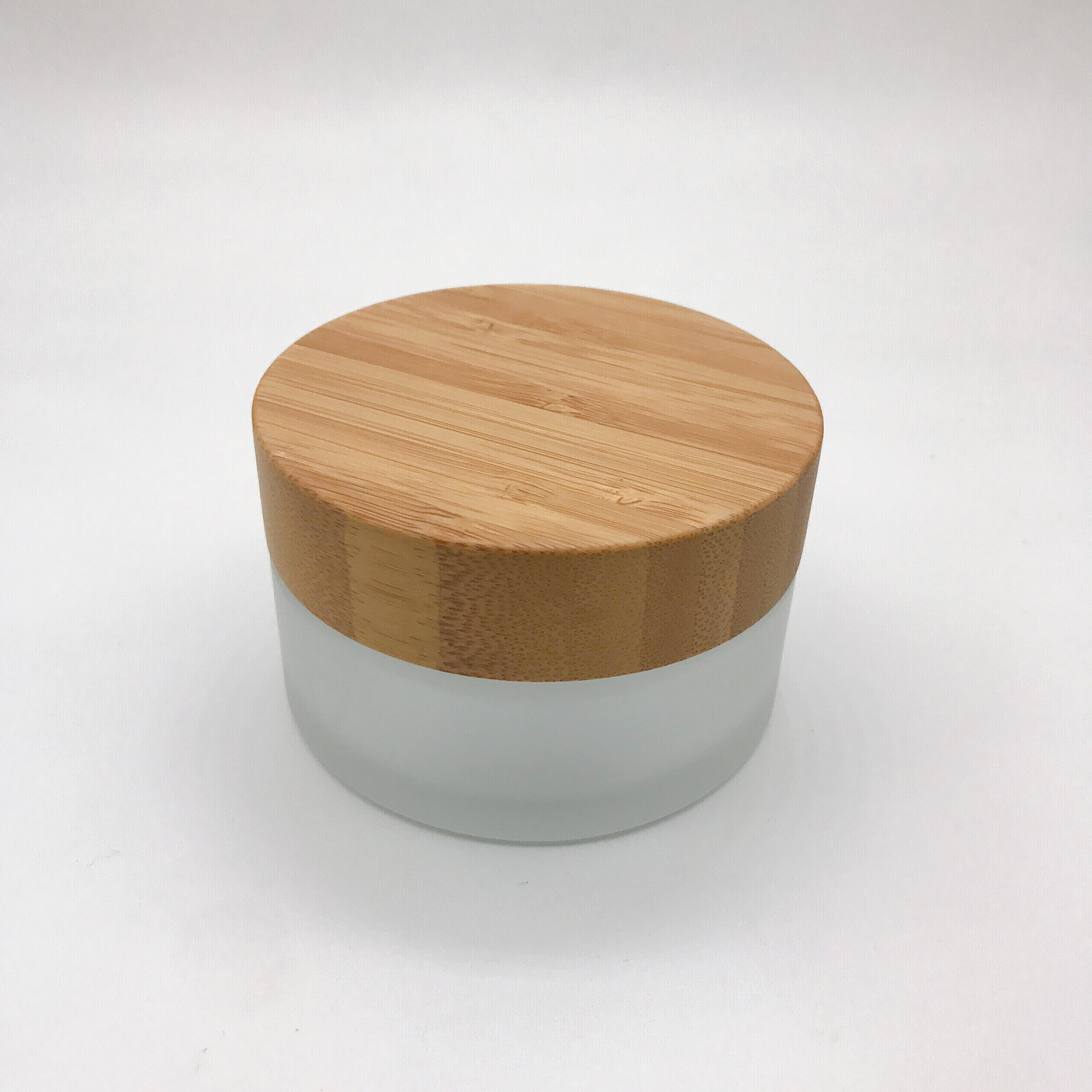 Hot Sale Frosted Glass Cream Jar Cream Jar with Bamboo Cap
