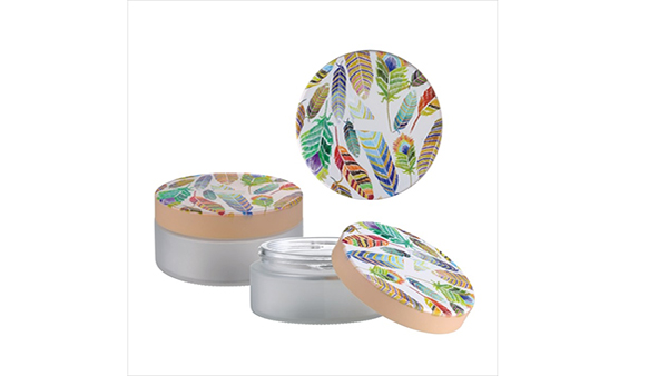 Hot Sale Glass Cosmetic Containers Winpack New Design Empty Frosted Glass Cream Jar 3D Printing On Cap Large With 200g