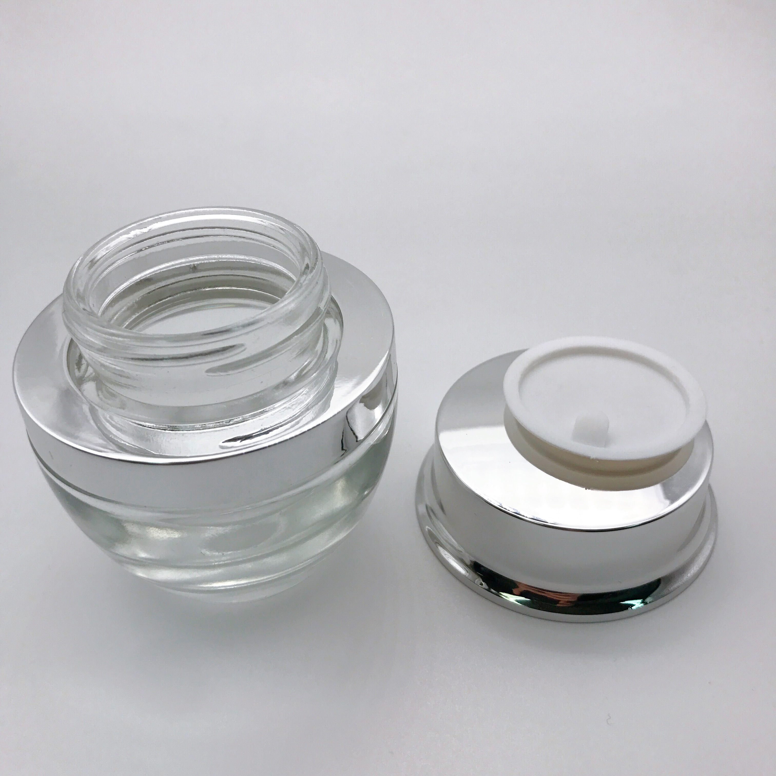 Hot Sale Glass Cream Jar Top Quality 50g Glass Jar Skin Care Cream Jar with Electric Cap