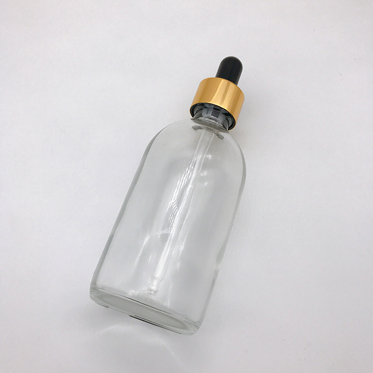 Hot Sale Glass Dropper Bottle 30ml 50ml 100ml Clear Dropper Bottle Flat Cylinder Bottle