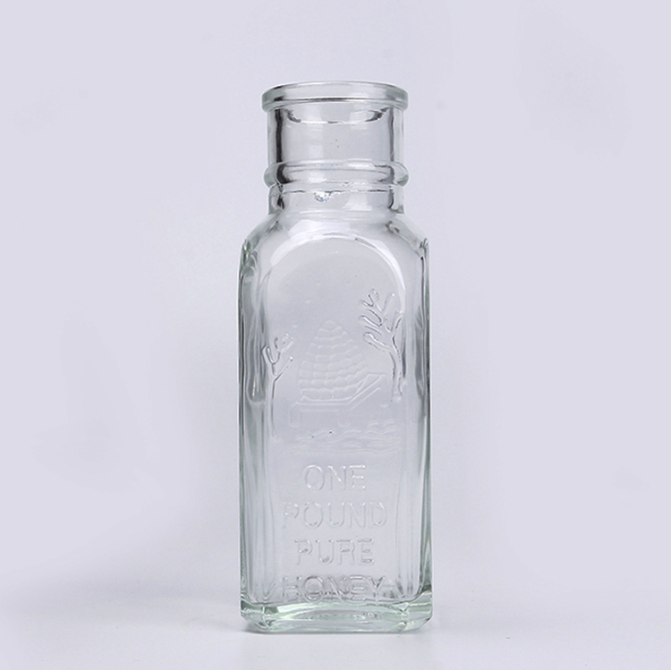 Hot Sale Glass Honey Jar Square Shape Honey Glass Bottle 8oz 250g