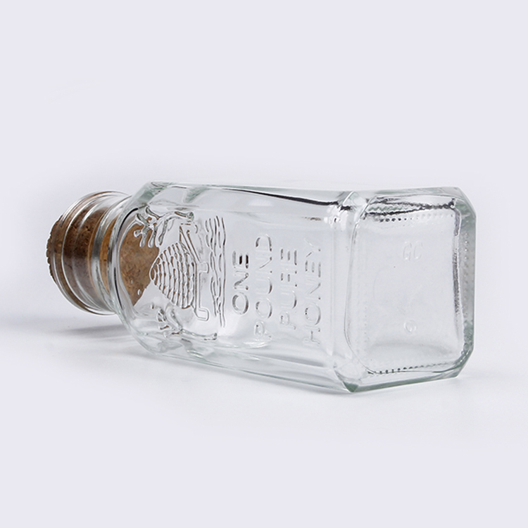 Hot Sale Glass Honey Jar Square Shape Honey Glass Bottle 8oz 250g