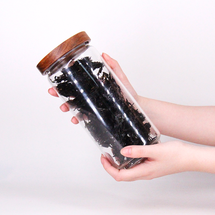 Hot Sale High Quality Kitchen Borosilicate 16Oz Glass Jar With Wooden Lid Food Storage