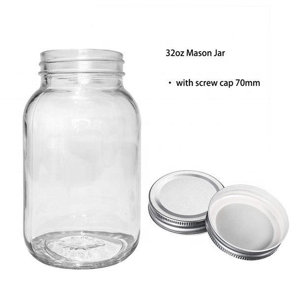 Hot Sale Large 1000ml 32oz Regular Mouth Food Container Container Glass Mason Jars